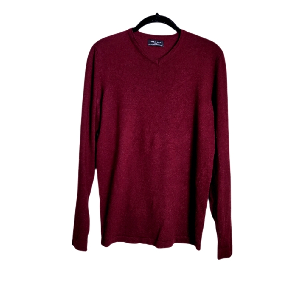 Zara Man burgundy v neck sweater size small
